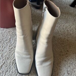 Sam Edelman Cream Leather Ankle Booties